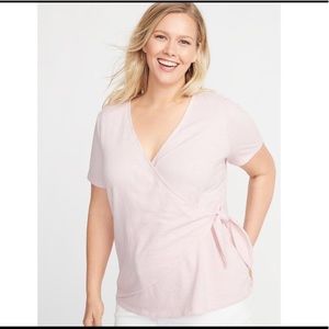 Old Navy Wrap Front Side Tie Top in Light Pink